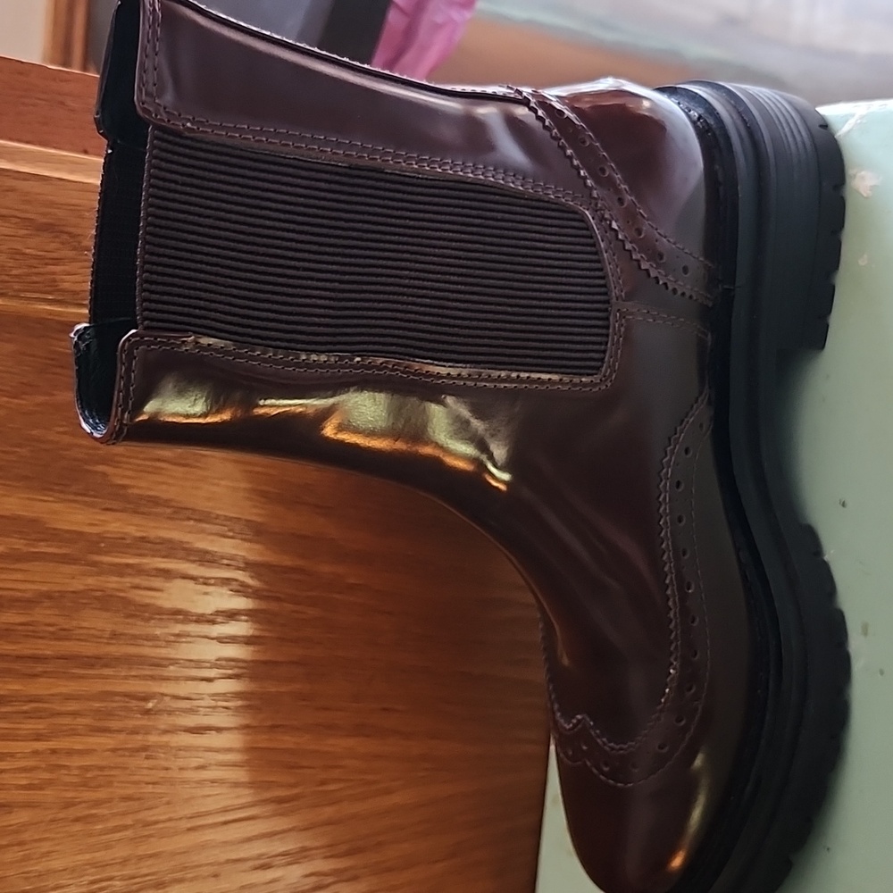 BibiLou Lianna Patent Leather Cognac Ankle Boots Size 38 - Picture 11 of 16